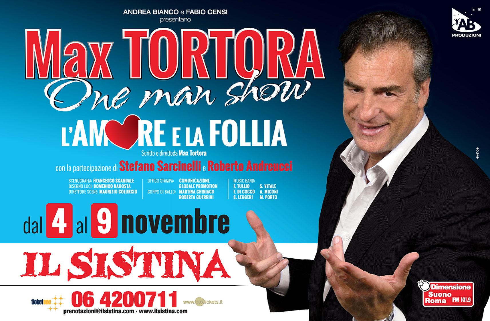 Max Tortora in scena al Sistina con "L'amore e la follia"