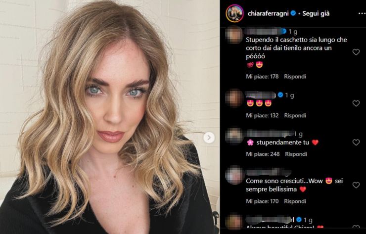 Post Chiara Ferragni con commenti limitati